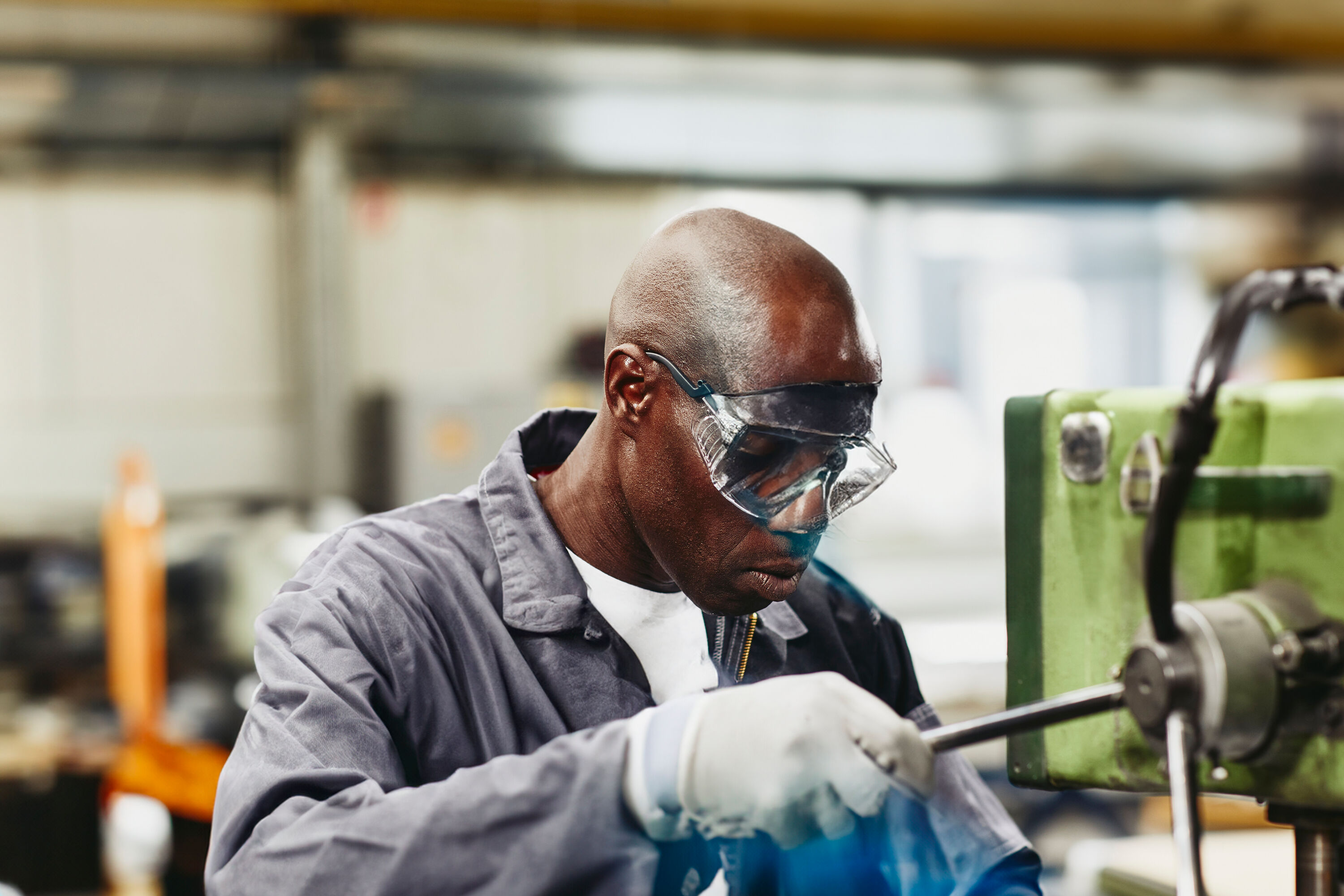 A man working with a tool